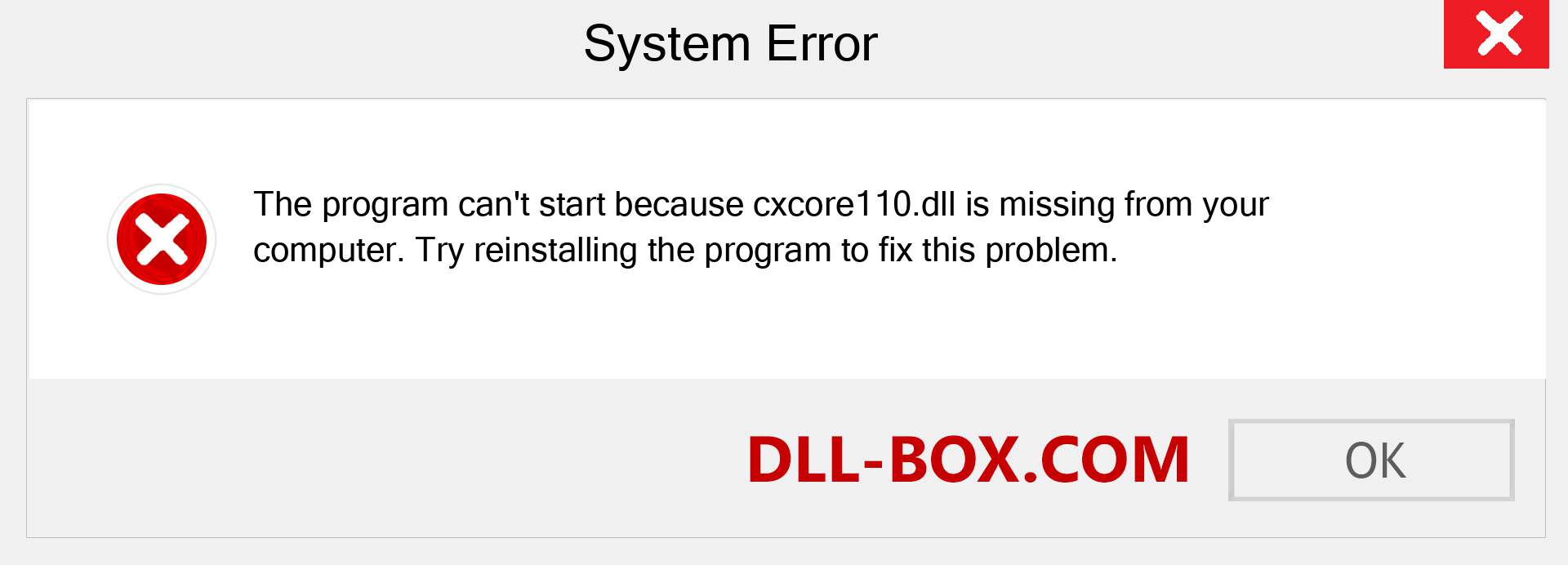  cxcore110.dll file is missing?. Download for Windows 7, 8, 10 - Fix  cxcore110 dll Missing Error on Windows, photos, images
